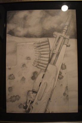 Original graphite drawing of Sks and steel target. 150.00$